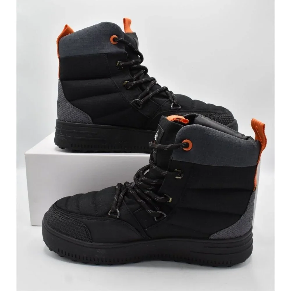 SWIMS Womens 9 Snow Runner Black‎ Orange Insulated High-Top Lace-Up Snow Boots